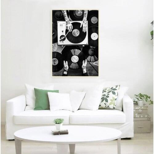 Vinyl Records Lovers Wall Art Canvas Painting Nordic Poster And Print Vintage Photo Black White Wall Picture Living Room Decor