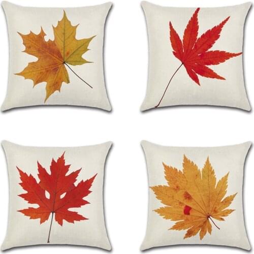 2pcs Fall Maple Throw Pillow Cover Cotton Linen Decorative cushion Cover Autumn Square Pillow Case home decor cushion cover