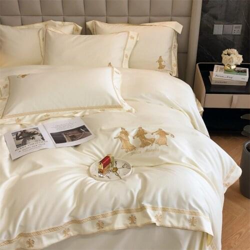 New Luxury Embroidery Woman Bedding Set 100S Egyptian Cotton Duvet Cover Quilt Cover Set Bed Comforter Set Bed Linen Pillowcases