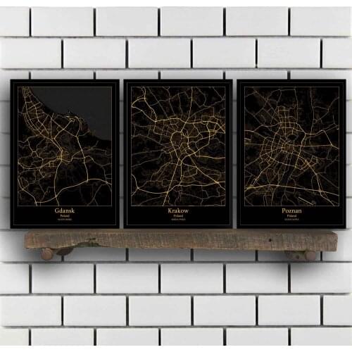 Gdansk Krakow Poznan Szczecin Warsaw Wroclaw Poland Map Poster