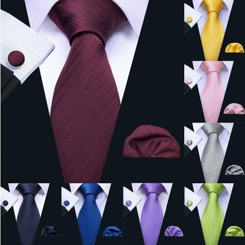 LS-5090 New Mens Ties Handkerchief Set 11 Colors Solid Silk Ties For Men Wedding Business Groom Party Barry.Wang 8.5cm Neck Tie