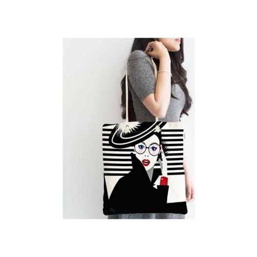 Realhomes Gift Accessory For Ladies Stylish Design Speaking By Telephone Lady Printed Summer Holiday Sea Beach Bag