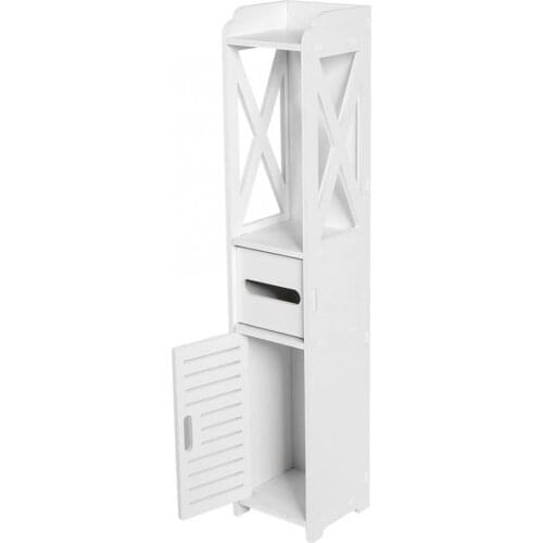 80*15.5*15CM Bathroom Toilet Furniture Cabinet White Wood Cupboard Shelf Tissue Storage Rack for Laundry Detergent Shampoo