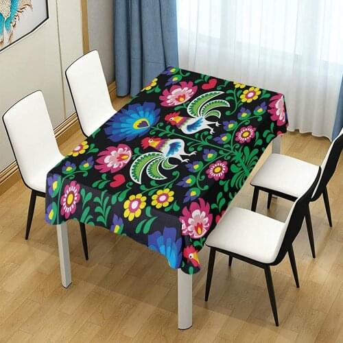 Polish Folk Art Pattern Tablecloth Waterproof Stain Proof Home Decoration