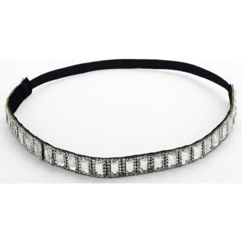 Holesale retail charming Fshion crystal beads beading handmade Elastic headband party hari accessories
