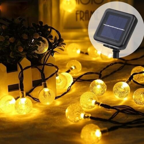 LED String Crystal ball Solar Lamp Power 5M 7M 12M Fairy Lights Garlands Garden Christmas Decor For Outdoor