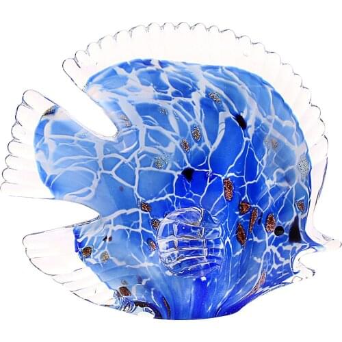 Tropical Angel Fish Art Glass Blown Handmade Sea Animal Figurine Sculpture Home Decor Collectible Statue Paper Weight Gift