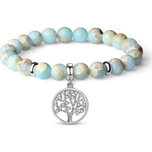 WWLB Handmade Advanced Clear Crystal Tree Of Life Charm Bracelet Men Adjustable Jewelry Chakra Blue Bracelets For Women Bijoux