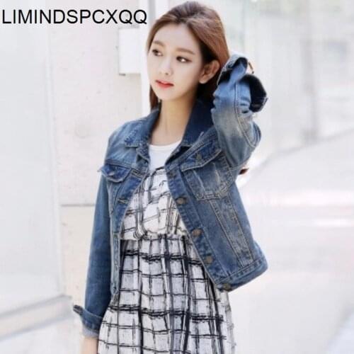 Chaqueta Mujer Primavera Plus Size 4XL Vintage Denim Jackets Womens Korean Cropped Jean Coats Female Fashion Clothes Slim Autumn