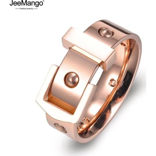JeeMango Classic Design Titanium Stainless Steel Ring Jewelry Romantic Love Wedding Bands Rings For Women Anillos JR17037