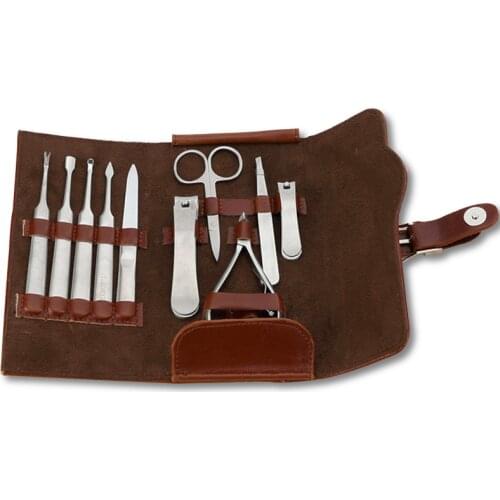 1Set New Stainless Steel Nail Clipper Set 10 IN 1 Professional Pedicure Manicure Nail Scissors Ear Spoon Beauty Nail Tools