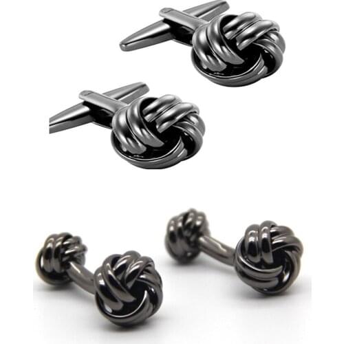 10pairs/lot Gunblack Double Ends Twist Knot Cufflinks Twist Flower Cuff Links Copper Plating Mens Jewelry Accessory Wholesale