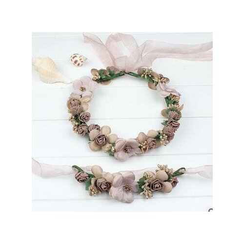 10pcs/lot european style woman beach flower wreath lady big rose flower headwear handwear bride headwear