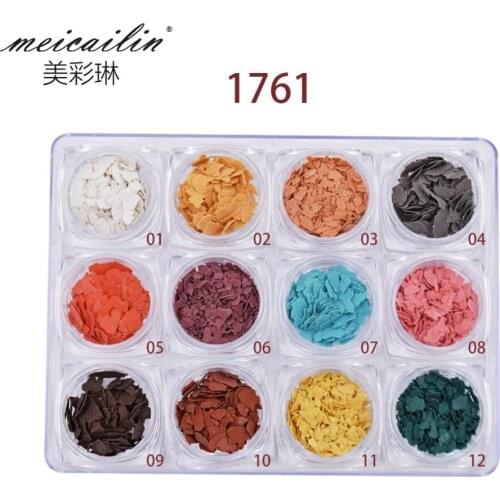 12Box/Set Mica Slice Design Sequins Colorful Flowers Irregular Broken Flakes Nail Art Decorations DIY Manicure Accessory Tools