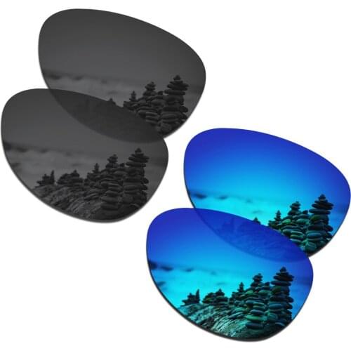 SmartVLT 2 Pairs Polarized Sunglasses Replacement Lenses for Oakley Elmont M Stealth Black and Ice Blue