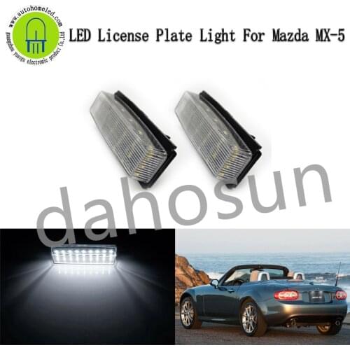 2Pcs Dahosun White LED License Plate Lights Assembly Replacement for Mazda Miata MX5 2006-2015 Error Free Rear Tail Number Lamp