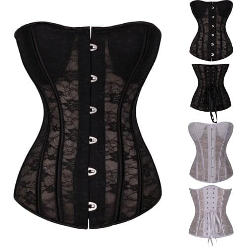 2021 Womens Retro V-neck Tight Corset Overbust Corset Sexy Lace Ladies Fashion Corset Lingerie Outfit корсет для талии