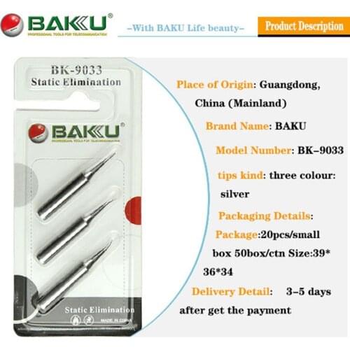 3 in 1 Lead-Free Soldering Tips Original BAKU BK-9033, For 900M 907 913 376 453 601D 878L SOLDERING STATION