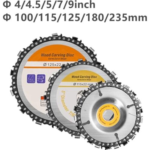 4/4.5/5/7/9 Inch Wood Craving Disc 7/8/9/13/14/22T Grinder Chain Discs Chain Saws Disc Angle Grinder Disc Abrasive Cutting Disc