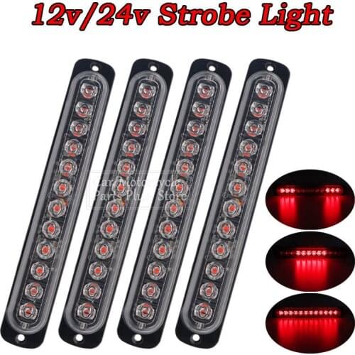 4pcs Emergency Strobe Stroboscope Warning Side Marker Blinking 12LED Light Bar Police Flash Good 12V/24V Light For Car Vehicles