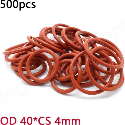 500pcs OD 40*CS 4mm Red Silicone O-Ring Food Grade VMQ Ring Washer Gaskets -35℃~200℃ Waterproof And Insulated