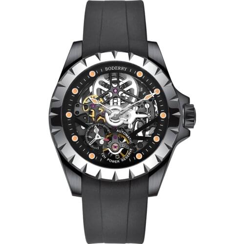 2020 New Boderry Watches Stylish Mens Skeleton Watches Automatic Mechanical Fashion Watch for Men Waterproof Relogio Masculino
