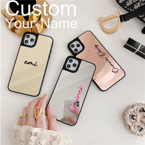 Custom Name letters logo Luxury Mirror Case for Iphone 11 Pro 12/11Pro MAX 9 8 7 Plus X XS Max XR Case Shockproof Phone Covers