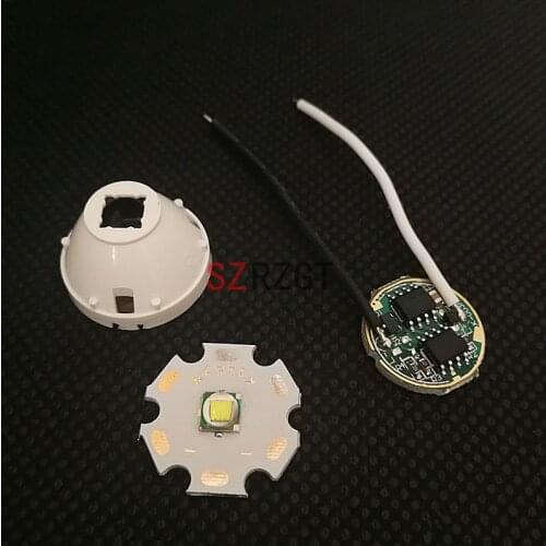 Cree XM-L LED T6 White Light with 20mm star pcb+ 3.7V 5modes led Driver +T6 15degree led Lens with Base Holder kit