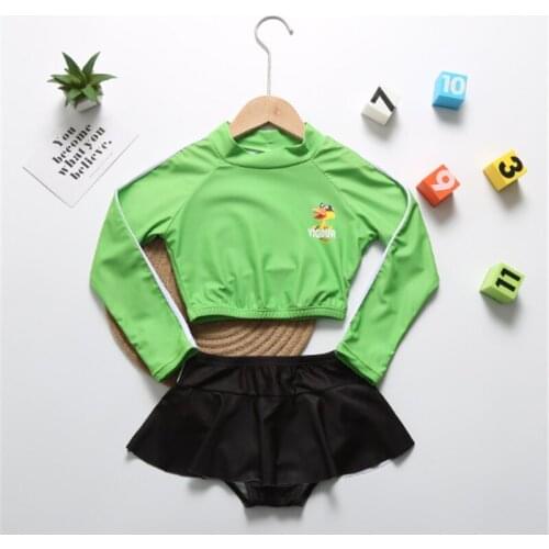 Children Long-Sleeved Swimwear 2021 Korean Version Of Boys And Girls Cartoon Split Student Sunscreen Swimsuit