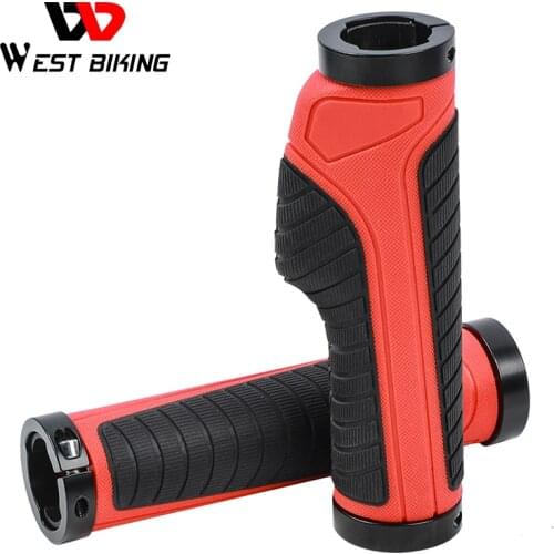 WEST BIKING MTB Bicycle Handlebar Rubber Grips Ergonomic Bike Accessories Ring Lockable Non-slip Shock Absorption Bicycle Grips