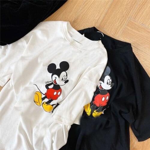 Disney Girl T Shirt Fashion Luxury Designer Tshirt Mickey Mouse Stitch Summer Dumbo Cartoon Print Women T-Shirt Cotton Tops