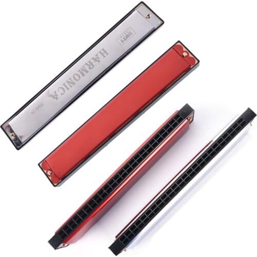 IRIN 24 Hole Key Of C Play Harmonica Tremolo Harmonica Mouth Organ Double Row Blues Jazz Rock Folk Musical Beginner Instrument