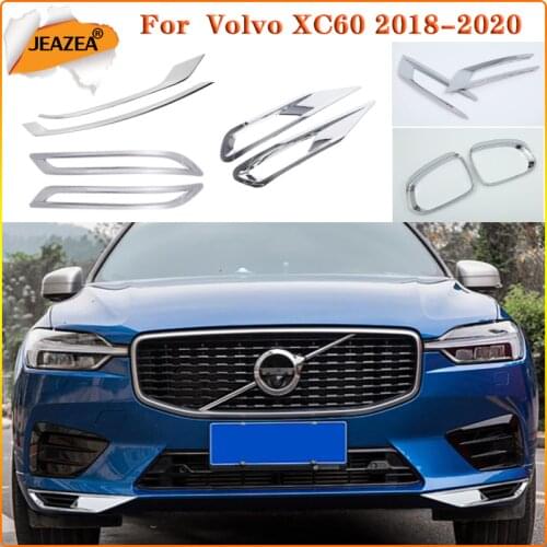JEAZEA 2Pcs ABS Chrome Silver Front Fog Light Lamp Cover Decorative Trim Frame Fit for Volvo XC60 2018 Car Accessories