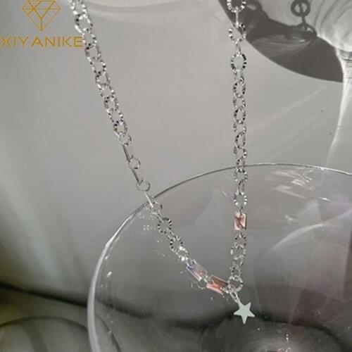 XIYANIKE 925 Sterling Silver Sparkling Five-pointed Star Necklace Light Luxury Romantic Jewelry Gift бижутерия для женщин 2021