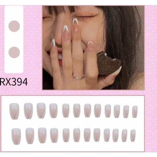 Beauty Fake Nail Art Ballerina Artificial Press On With Jelly Glue Full Cover Stylish Daily Finished Nail Art False