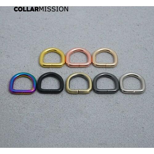 20pcs/lot 15mm Metal Non-Welded Nickel Plated D Ring For Garment Luggage Backpack Cat Dog Collar-Strap DIY Accessory 8 Colours