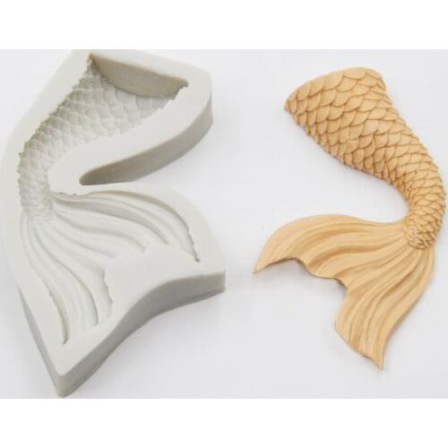 Lovely Mermaid Tail Shape Chocolate Candy Pan Cookies Silicone Mould Fondant Cake Decoration Mold