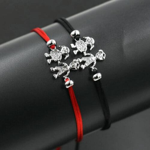 Lucky Sweet Cute Family Boys And Girls Braid Rope Bracelets Red Cords Line Thread String Bracelet For Sister Brother Friends