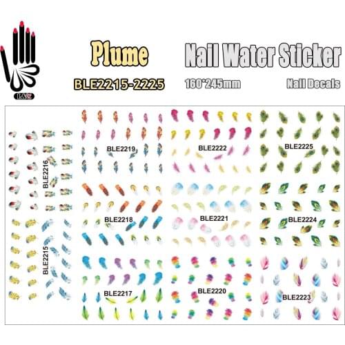 11 Sheets/Lot Nail Decal Beauty BLE2215-2225 Feather Nail Art Water Transfer Sticker Decal For Nail(11 DESIGNS IN 1)