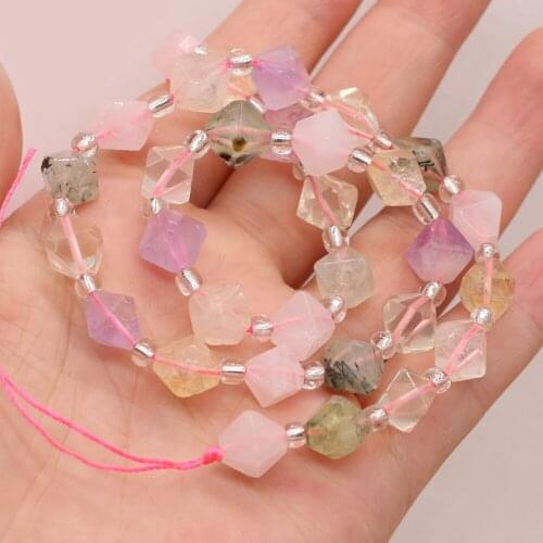 Natural Stone Semi-precious Stone Irregular Rhombus Beaded DIY Making Necklace,Bracelet,Jewelry Gift Specification-10mm Fluorite