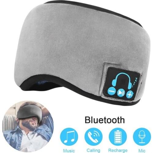 Sleep Headphones Bluetooth 5.0 Wireless Eye Mask - Travel Sleeping Headband Built-in Microphone Handsfree Adjustable Washable
