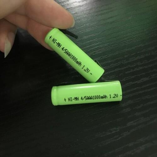 1.2V 4/5AAA Rechargeable battery 1000mah 4/5 AAA nimh ni-mh cell with soldering tabs for electric toothbrush shaver 37*10