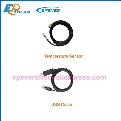 Connect PC USB cable communication and temperature sensor for Epsolar EPever solar controller