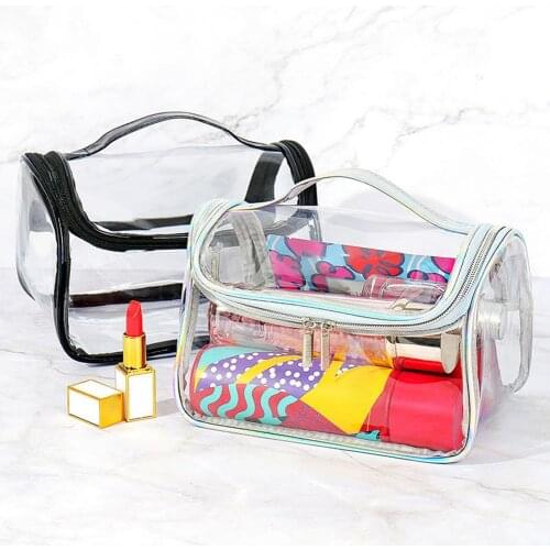 Transparent Waterproof PVC Cosmetics Make Up Bags Girls Large Capacity Korean Makeup Travel Toiletry Storage Organizer Bag