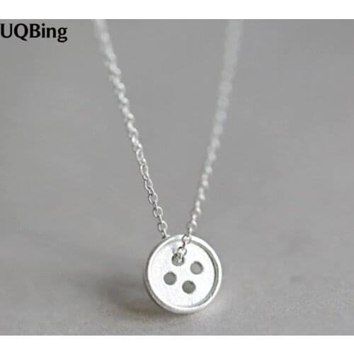 Drop Shipping 925 Sterling Silver Chain Necklaces Button Pendants&Necklaces Jewelry Collar Colar de Plata