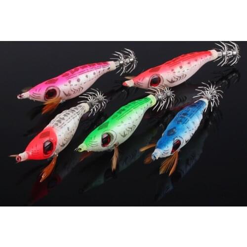 5Pcs Squid Jig Fishing Bait Shrimp Artificial Fishing Lures Octopus Wood Shrimp Wood Luminous Shrimp With