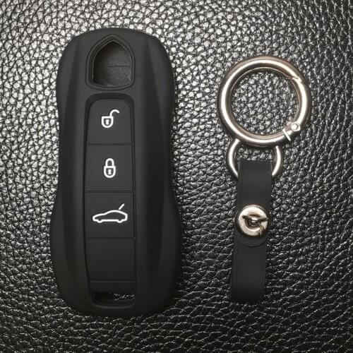Silicone Car Key Cover Case For Porsche Panamera970 971 Cayenne Macan Boxster Cayman 981 982 718 991 911 918 Cute Case Key chain