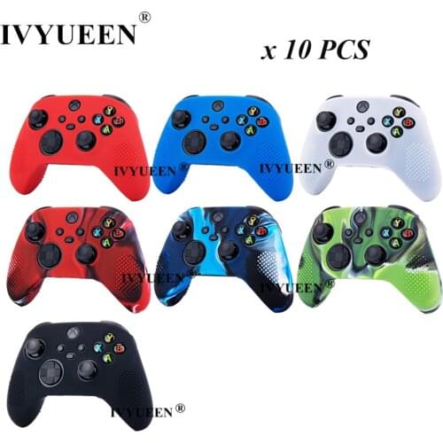 IVYUEEN 10 Pcs Silicone Case for XBox Series X S Controller Protective Skin Gel Cover with Analog Thumb Stick Grip Cap Wholesale