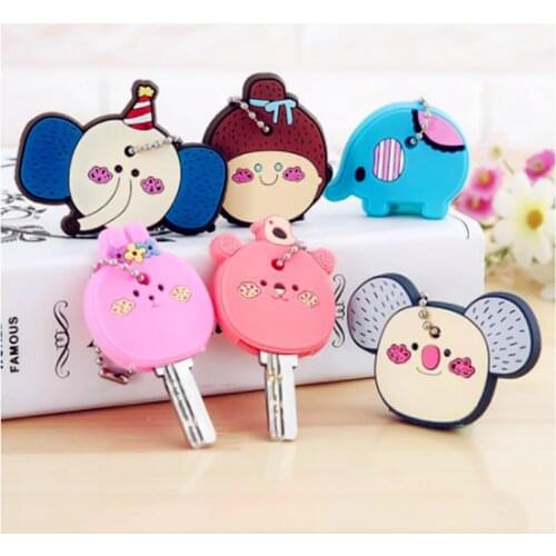 Cartoon Key Cover Silicone Protective Case for Key Control Dust Cover Small Key chain Organizer Cartoon Sloth Key Pendant Coat