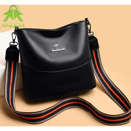 Fashion Womens Broadband Design Shoulder Bags Simplicity Messenger Bag 2021 New High Quality Pu Leather Women Travel Handbag